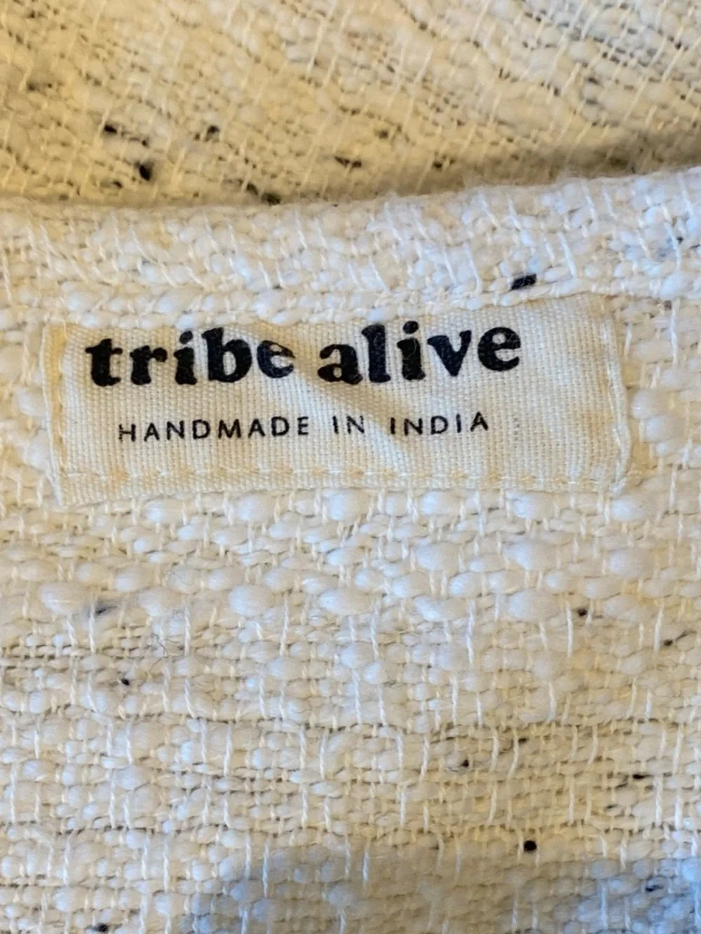 Tribe Alive Cream Cotton Throw with Black Tassel Trim